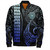 American Samoa Bomber Jacket Kakau Style Gradient Blue