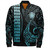 Cook Islands Bomber Jacket Kakau Style Ver.1 Turquoise