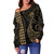 Solomon Islands Off Shoulder Sweatshirt Kakau Style Ver.1
