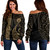 Northern Mariana Islands Off Shoulder Sweatshirt Kakau Style Ver.1 Gold