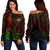 Marquesas Islands Off Shoulder Sweatshirt Kakau Style Reggae