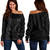 Marquesas Islands Off Shoulder Sweatshirt Kakau Style Gray