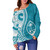 Guam Off Shoulder Sweatshirt Seat Tribal Island Coconut Tree Design