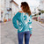 Guam Off Shoulder Sweatshirt Seat Tribal Island Coconut Tree Design
