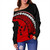 Kosrae Off Shoulder Sweatshirt Turtle Polynesian Tribal Coat Of Arms