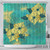 Hawaii Shower Curtain Golden Hibiscus Turquoise Color Tribal Pattern