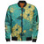 Hawaii Bomber Jacket Golden Hibiscus Turquoise Color Tribal Pattern1