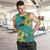 Hawaii Tank Top Golden Hibiscus Turquoise Color Tribal Pattern