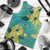 Hawaii Tank Top Golden Hibiscus Turquoise Color Tribal Pattern1