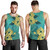 Hawaii Tank Top Golden Hibiscus Turquoise Color Tribal Pattern2
