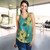 Hawaii Women Tank Golden Hibiscus Turquoise Color Tribal Pattern