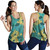 Hawaii Women Tank Golden Hibiscus Turquoise Color Tribal Pattern2
