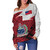 Samoa Off Shoulder Sweatshirt Polynesian Tattoo Flag And Coat Of Arms