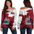 Samoa Off Shoulder Sweatshirt Polynesian Tattoo Flag And Coat Of Arms
