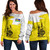 New Caledonia Off Shoulder Sweatshirt Polynesian Tattoo Flag And Coat Of Arms