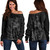 Hawaii Off Shoulder Sweatshirt Polynesian Tribal King Kamehameha I Kakau