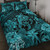 Hawaii Quilt Bed Set Tribal Polynesia Sea Turtle Design Pacific Dream Blue