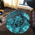 Hawaii Round Rug Tribal Polynesia Sea Turtle Design Pacific Dream Blue