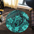 Hawaii Round Rug Tribal Polynesia Sea Turtle Design Pacific Dream Turquoise