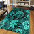 Hawaii Area Rug Tribal Polynesia Sea Turtle Design Pacific Dream Turquoise