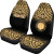 Northern Mariana Islands Custom Personalised Car Seat Covers - CNMI Seal Polynesian Tattoo Fog Gold
