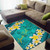 Fiji Polynesian Custom Personalised Area Rug - Plumeria With Blue Ocean Polynesian 3