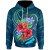 Samoa Hoodie - Blue Pattern With Tropical Flowers