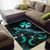 Wallis and Futuna Polynesian Area Rugs - Turtle With Blooming Hibiscus Turquoise Polynesian 2