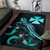 Wallis and Futuna Polynesian Area Rugs - Turtle With Blooming Hibiscus Turquoise Polynesian 3