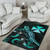 Wallis and Futuna Polynesian Area Rugs - Turtle With Blooming Hibiscus Turquoise Polynesian 4