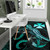 Wallis and Futuna Polynesian Area Rugs - Turtle With Blooming Hibiscus Turquoise Polynesian 5