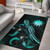 Nauru Polynesian Area Rugs - Turtle With Blooming Hibiscus Turquoise Polynesian 1