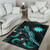 Nauru Polynesian Area Rugs - Turtle With Blooming Hibiscus Turquoise Polynesian 4