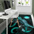 Nauru Polynesian Area Rugs - Turtle With Blooming Hibiscus Turquoise Polynesian 5