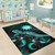 Nauru Polynesian Area Rugs - Turtle With Blooming Hibiscus Turquoise Polynesian 6