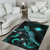 Marshall Islands Polynesian Area Rugs - Turtle With Blooming Hibiscus Turquoise Polynesian 4
