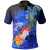 Polynesian Hawaii Custom Personalised Polo Shirts - Humpback Whale with Tropical Flowers (Blue) 1