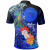 Polynesian Hawaii Custom Personalised Polo Shirts - Humpback Whale with Tropical Flowers (Blue) 2