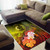 Vanuatu Custom Personalised Area Rug - Humpback Whale with Tropical Flowers (Yellow) Polynesian 2
