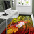 Vanuatu Custom Personalised Area Rug - Humpback Whale with Tropical Flowers (Yellow) Polynesian 5