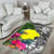Palau Area Rug White - Turtle Plumeria Banana Leaf Polynesian 4
