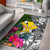Hawaii Area Rug White - Turtle Plumeria Banana Leaf Polynesian 2
