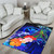 Polynesian Hawaii Area Rug - Kanaka Maoli Humpback Whale with Tropical Flowers (Blue) Polynesian 4