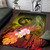 Polynesian Hawaii Area Rug - Humpback Whale with Tropical Flowers (Yellow) Polynesian 3