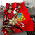 Tuvalu Polynesian Bedding Set - Tribal Flower With Special Turtles Red Color 3