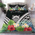 Tuvalu Bedding Set - Tuvalu Coat Of Arms & Polynesian Tropical Flowers White 1