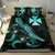 Wallis And Futuna Polynesian Bedding Set - Turtle With Blooming Hibiscus Turquoise 2