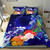 Cook Islands Bedding Set - Humpback Whale With Tropical Flowers (Blue) 1
