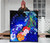 Samoa Premium Quilt - Humpback Whale with Tropical Flowers (Blue) 3