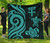 Fiji Polynesian Premium Quilt - Turquoise Tentacle Turtle 1